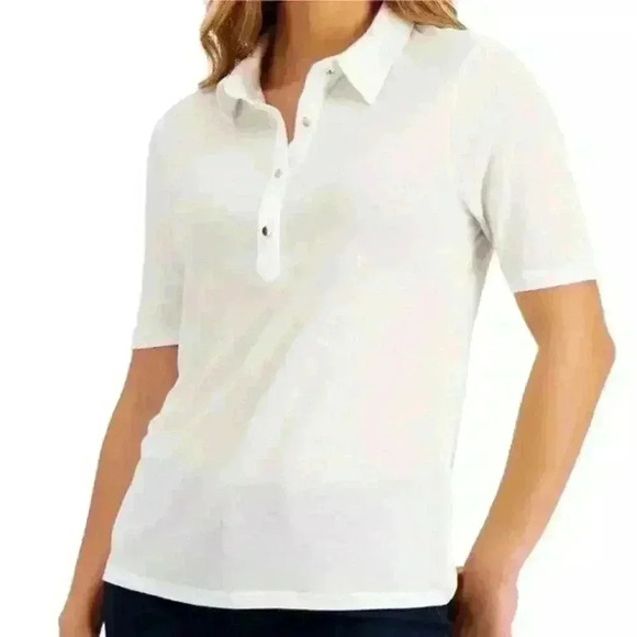 Charter Club |‎ Women's Polo White with Gold Buttons | Size PXL | NWT - Picture 2 of 3